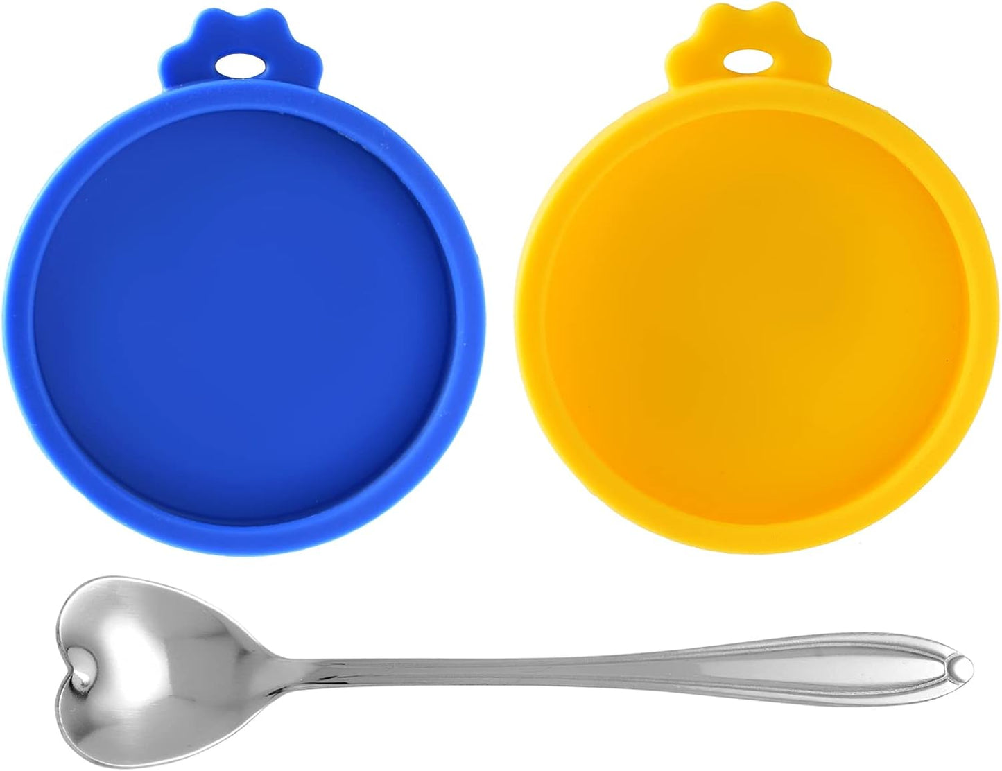 Comtim Cat Food Can Lids, Silicone Pet Food Can Lids Small Cat Food Can Lids Covers for 3 oz Cans, 2 Lids with a Cat Food Spoon