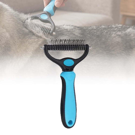 Sakerplus Pet Grooming Tool for Dogs & Cats, Professional Deshedding & Dematting Brush, Stainless Steel Undercoat Rake for Long & Short Hair Pets, Gentle Pet Hair Remover Comb (Blue,Small+Large)
