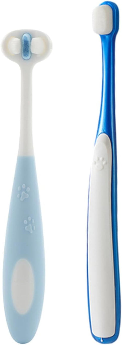 A Dog Toothbrush Set that Makes Brushing Easy | Finger Brush & Long-Handle Brush for Dogs & Cats | Soft Silicone Bristles | Pet Dental Care