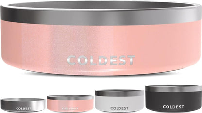 Coldest Dog Bowl - Anti Rust Metal, Non Slip, 3 Layers Insulated Stainless Steel Dog Bowls - Spill Proof & Heavy Duty - Water Bowl for Dogs, Cats & Pets, Dish Washer Safe (21 oz, Stealth Black)