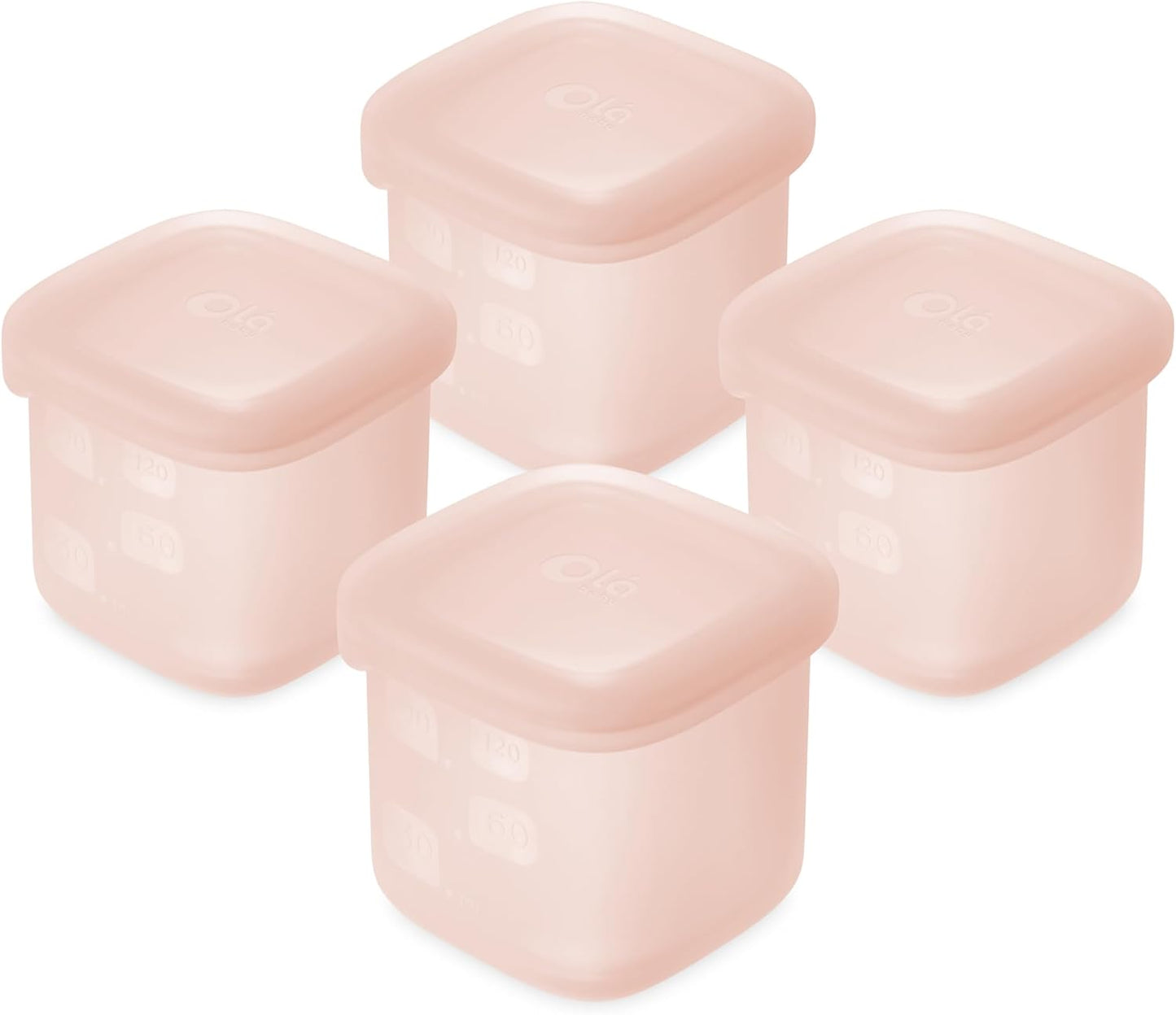 Olababy Clear Sense Silicone Storage Containers 4pk for Baby Food, Snacks, Formula, Puree, Sauce & More | Micro Plastic & BPA-Free | Daycare Essentials for Toddlers and Kids (Lilac, 2 oz / 60 ml)