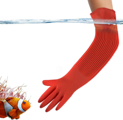 SunGrow 22" Long Rubber Gloves for Dog and Cat Bath, Grooming, Aquarium Water Changes - Keep Hands and Arms Dry with Comfortable, Waterproof, Non-Slip Household Gloves