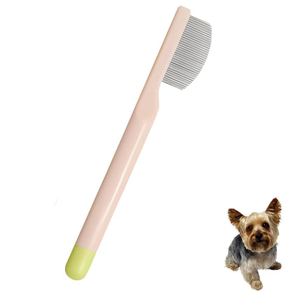 Stainless Steel Dog Eye Comb - Small Design for Pet Facial & Paw Grooming, Round-Tip Arc Teeth, ABS Handle, Puppy Flea Brush, Fit Yorkie, Shih Tzu, Maltese Maltipoo Pomeranian