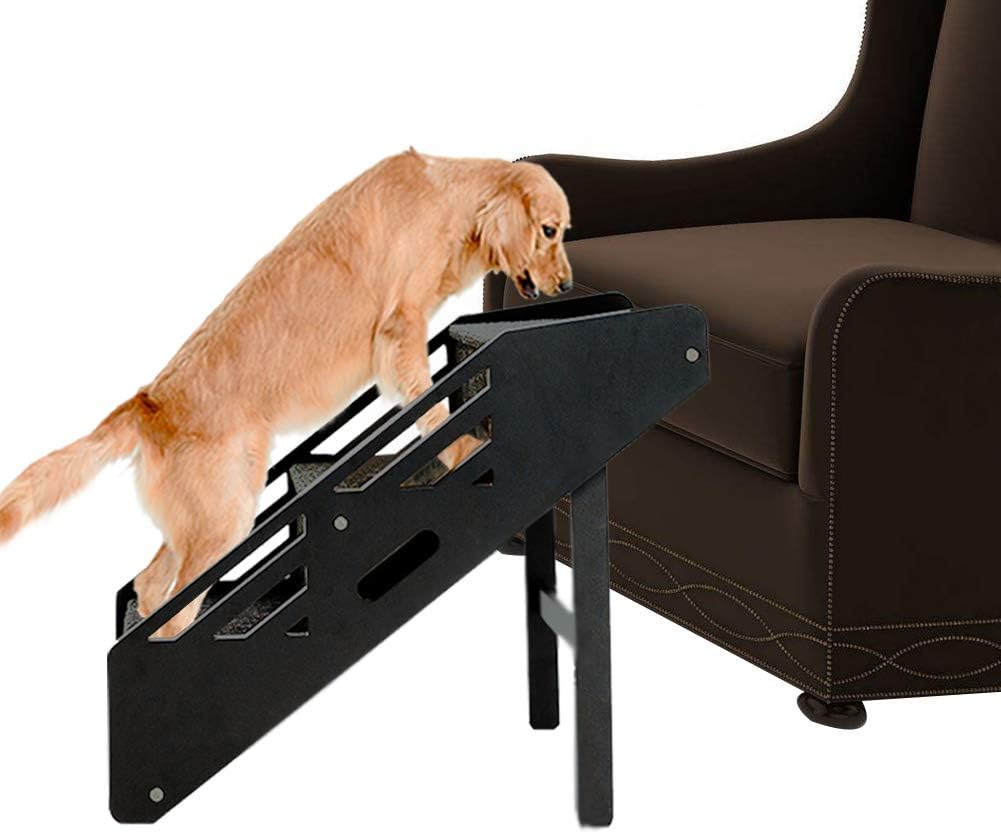MEWANG Wooden Pet Stairs – 3 Levels, Portable, Removable Dog Steps for Small to Medium Dogs, Holds Up to 110 lbs