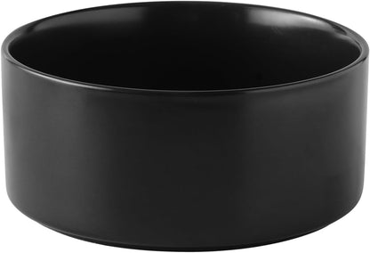 6'' Ceramic Raised Dog Bowl - 30Oz Dog Food & Water Bowl with Elevated Non-Slip Bamboo Stand, Dishwasher & Microwave Safe, Anti Vomiting Heavy Duty Pet Bowl for Small and Medium Dogs, White