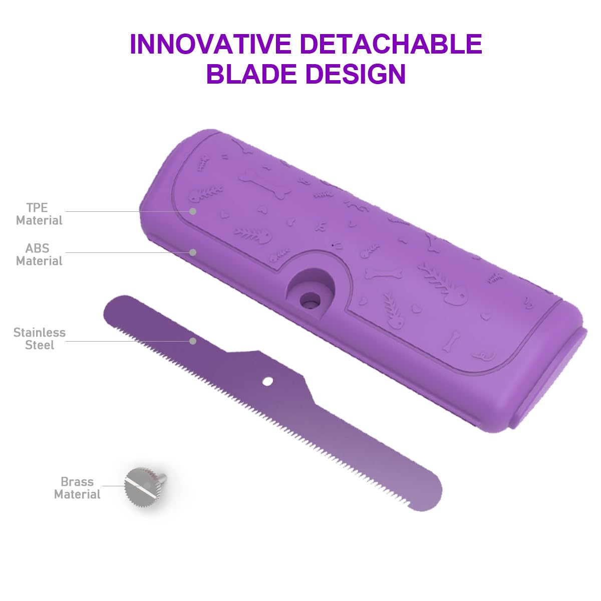 Dog & Cat Deshedding Brush, Undercoat Grooming Tool for Short to Medium and Double Coats, Detachable Metal Shedding Blade, Ergonomic Non-Slip Handle, Black