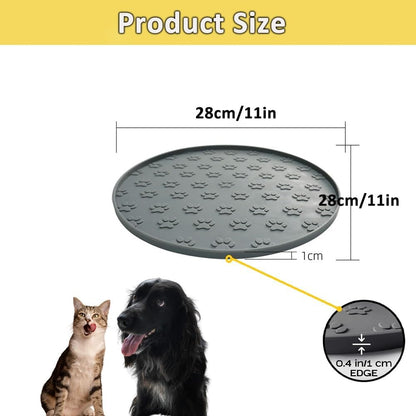 Pet Feeding Mat, Waterproof, Raised Edges to Prevent Spills, Easy Clean in Dishwasher, Dogs and Cats Placemat Tray to Stop Food and Water Bowl Messes on Floor(1Pack Beige)