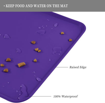 Reopet Waterproof Pet Feeding Mat, Non-Slip Silicone Placemats for Dog Cat Food and Water Bowl, High Raised Edges to Prevent Spills and Protect Floors
