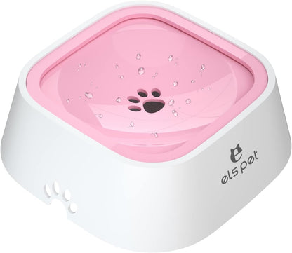 ELS PET Travel Bowl, No Spill, No Drip Slow Water Feeder/Dispenser for Dogs, Cats, 35oz/1L, Splash Proof Travel Bowl for Crate and Car, Keeps Floor & Beard Dry, Dishwasher Safe (Grey)