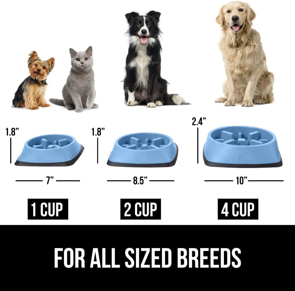 GORILLA GRIP® Patented BPA Free Slow Feeder Dog Bowls, Interactive Puzzle Toy for Dogs and Cats Food Training Enrichment, Keeps Pets Busy and Prevents Puppy Overeating, Small Breeds, 1 Cup, Gray