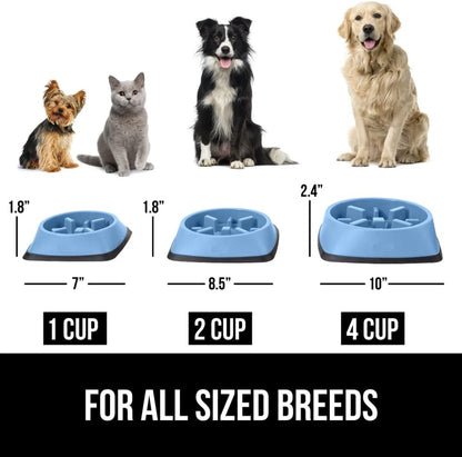 GORILLA GRIP® Patented BPA Free Slow Feeder Dog Bowls, Interactive Puzzle Toy for Dogs and Cats Food Training Enrichment, Keeps Pets Busy and Prevents Puppy Overeating, Small Breeds, 1 Cup, Gray