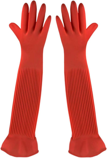 SunGrow 22" Long Rubber Gloves for Dog and Cat Bath, Grooming, Aquarium Water Changes - Keep Hands and Arms Dry with Comfortable, Waterproof, Non-Slip Household Gloves