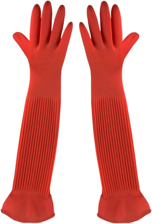 SunGrow 22" Long Rubber Gloves for Dog and Cat Bath, Grooming, Aquarium Water Changes - Keep Hands and Arms Dry with Comfortable, Waterproof, Non-Slip Household Gloves