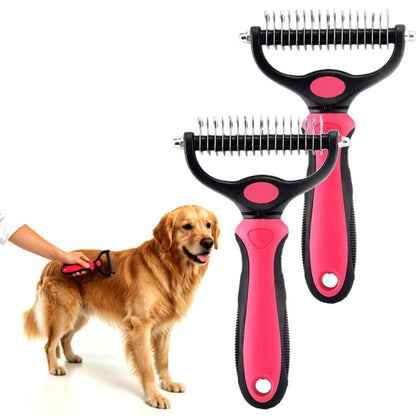 Deshedding Brush for Dogs and Cats: Undercoat Rake Pet Brush for Long Hair - Dematting Comb Removes Tangles Knots and Loose Fur, Grooming Tool for Thick Coats (blue, L)