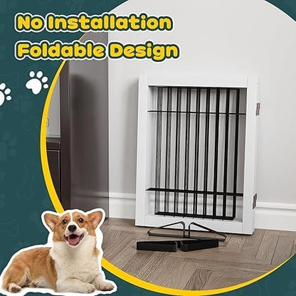 Freestanding Dog Gates Indoor, 3-Panel Pet Gates with 2 Metal Stands and 360° Hinge, 24" H Foldable Dog Gate for Stairs, Doorway, Kitchen, Expands Up to 55" Fully Assembled - Black Walnut