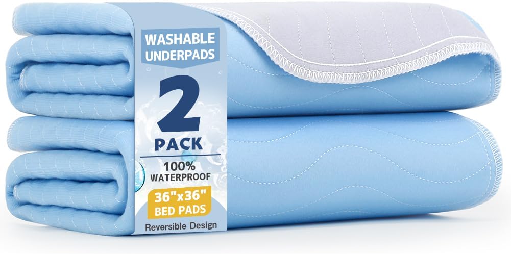 Washable Underpads 36"x36"(4 Pack)– Dual-Sided & Ultra-Thick, Heavy Duty Waterproof Nursing Pads Incontinence Bed Pads, Reusable Washable Pee Pads for Dogs, Diaper Changing & Adults Pads
