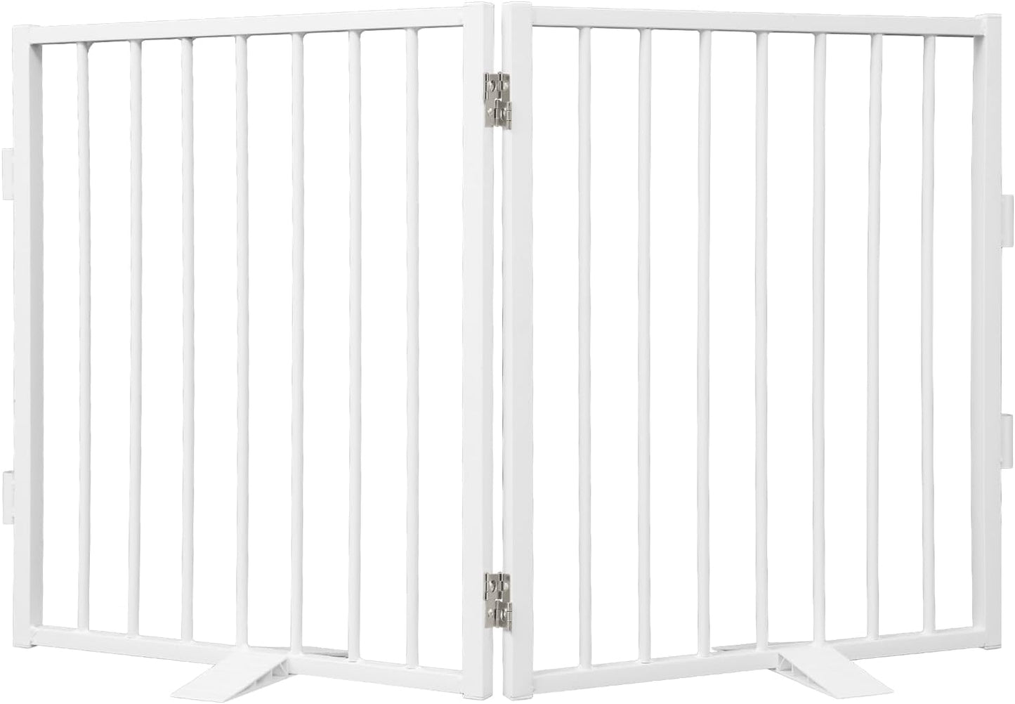 Snagle Paw Full Metal Freestanding Dog Gate,Indoor Dog Gate with Floor Protect Support Feet, 40x24 Inches Foldable Dogs Barrier for Stairs, Hallways and Doorways (24'' H 2 Panel, White