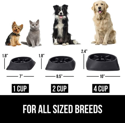 GORILLA GRIP® Patented BPA Free Slow Feeder Dog Bowls, Interactive Puzzle Toy for Dogs and Cats Food Training Enrichment, Keeps Pets Busy and Prevents Puppy Overeating, Small Breeds, 1 Cup, Gray