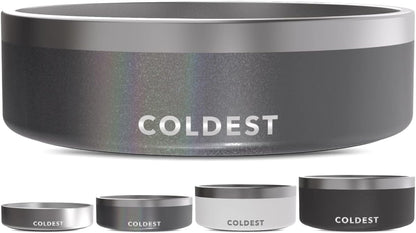 Coldest Dog Bowl - Anti Rust Metal, Non Slip, 3 Layers Insulated Stainless Steel Dog Bowls - Spill Proof & Heavy Duty - Water Bowl for Dogs, Cats & Pets, Dish Washer Safe (21 oz, Stealth Black)