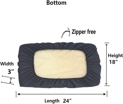 Grey Waterproof Dog Bed Slip Cover Dog Bed Liner Elastic 42 x 30 Inch