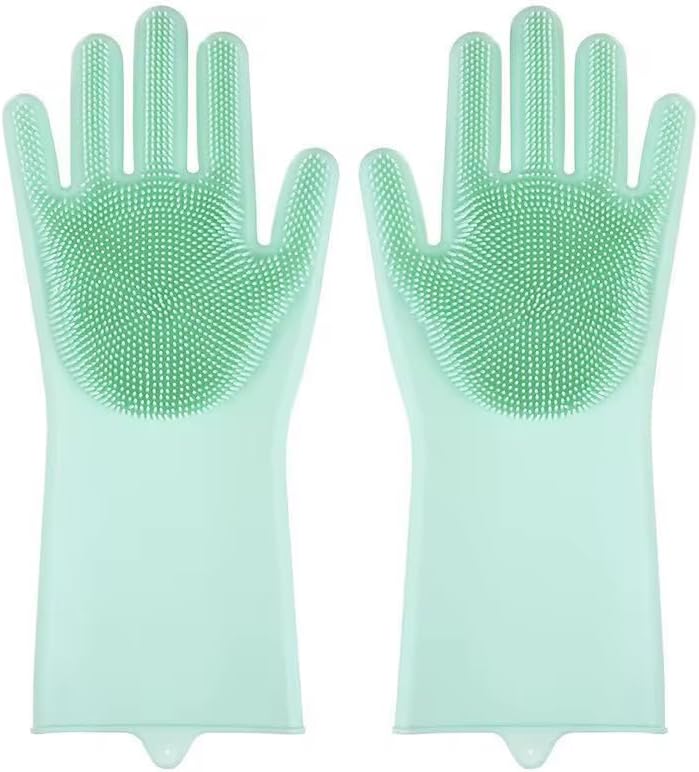 PETLUXE, Pet Grooming Gloves for Dogs & Cats, Silicone Deshedding Brush, Gentle Fur Remover, Bathing & Massage Gloves. 3 Colors Variation (Green)