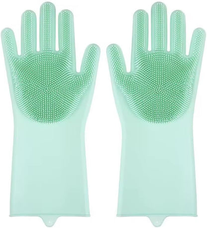 PETLUXE, Pet Grooming Gloves for Dogs & Cats, Silicone Deshedding Brush, Gentle Fur Remover, Bathing & Massage Gloves. 3 Colors Variation (Green)