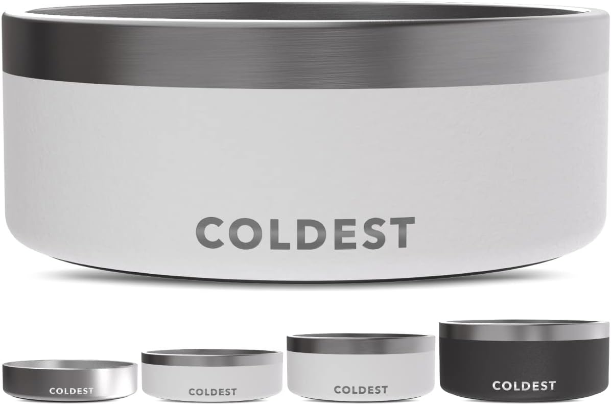 Coldest Dog Bowl - Anti Rust Metal, Non Slip, 3 Layers Insulated Stainless Steel Dog Bowls - Spill Proof & Heavy Duty - Water Bowl for Dogs, Cats & Pets, Dish Washer Safe (21 oz, Stealth Black)