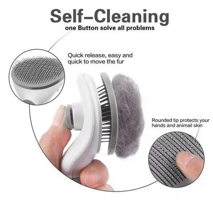 Self-Cleaning Slicker Brush, Dog Cat Bunny Pet Grooming Shedding Brush, Easy to Remove Loose Undercoat, Pet Massaging Tool Suitable for Pets with Long or Short Hair (Black)