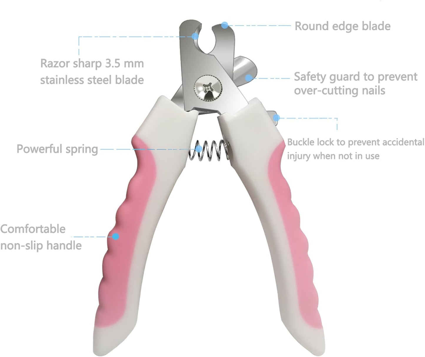 Pet Nail Clippers and Trimmers Set Safety Guard to Avoid Over Cutting Razor Sharp Blades Grooming Tool for All Small Large Dog Cat Red