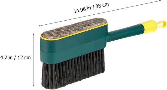 MAGICLULU Multi-use 3-in-1 Pet Hair Removal Broom with Long Handle and Soft Bristles, Electrostatic Dusting Brush for Household Cleaning and Bed Dusting, 1pcs Green and Gray Handheld