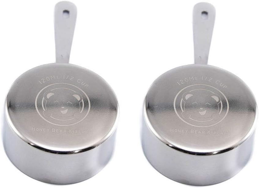 Honey Bear Kitchen 1/4 Cup 60 ml Leave-in Canister Scoops, Polished Stainless Steel (Set of 2)