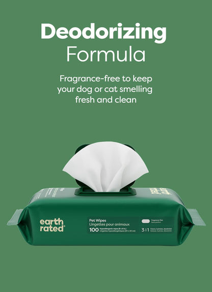 Earth Rated Dog Wipes, Hypoallergenic, Cleaning and Hydrating, for Grooming Paws, Body and Butt, Lavender Scented, 400 Count