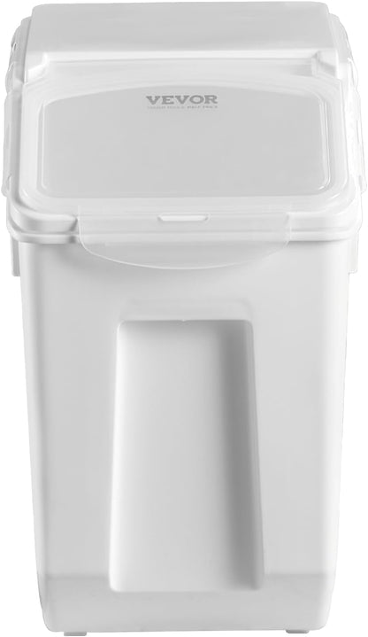 VEVOR Rice Storage Container, 4.5Gallon/20L Capacity Large Dog Food Dispenser Bin, Kitchen Ingredient Grain Cereal Flour Bin, Pet food Containers with Wheels, Measuring Cup, Airtight Lid, 1 Pack