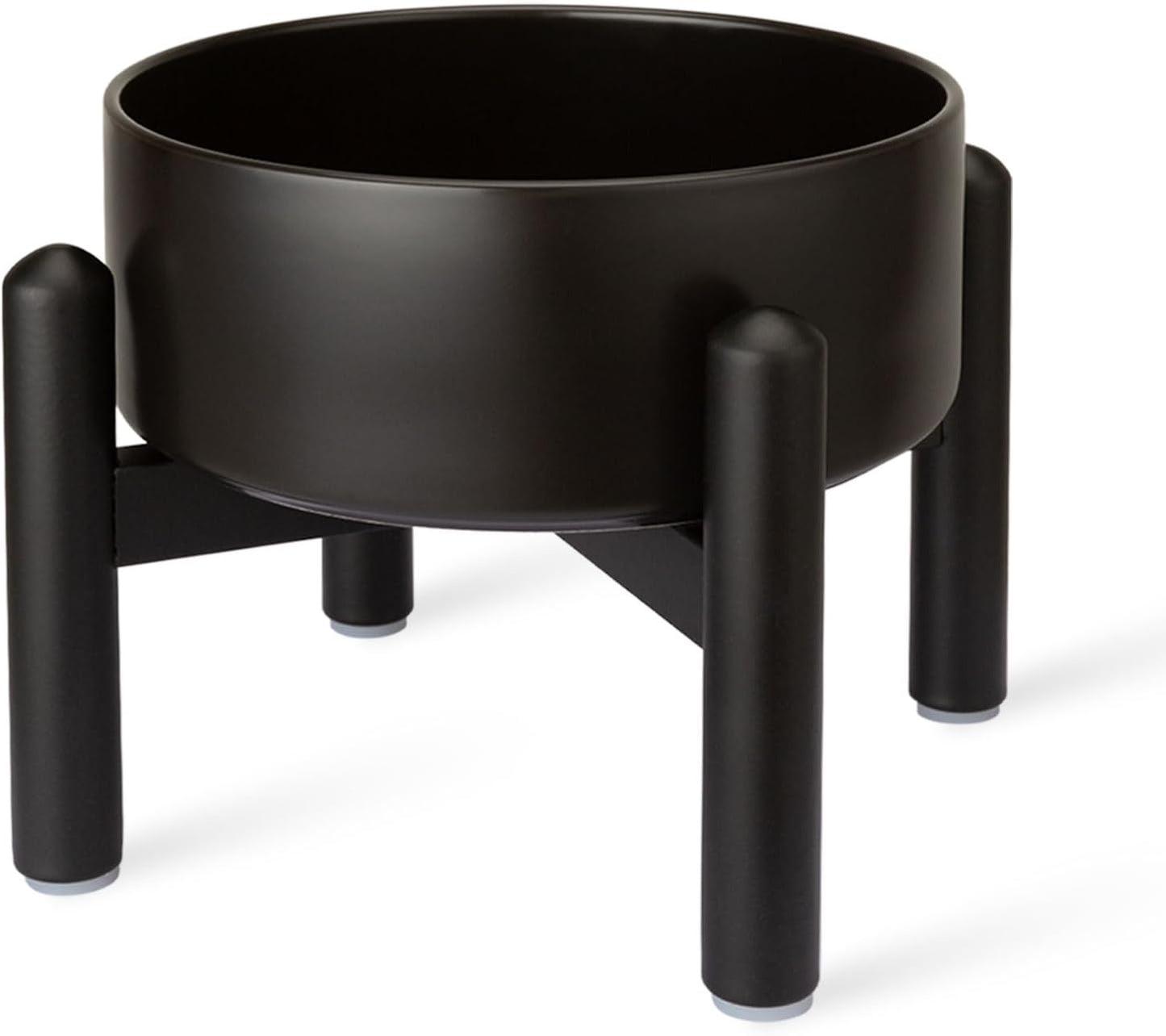Raised Ceramic Dog Bowl Set - Elevated Double Dishes with Stainless Steel Stand - Food and Water Bowls for Small to Medium Dogs - Each Holds 3.5 Cups (29.57 fl oz) - White