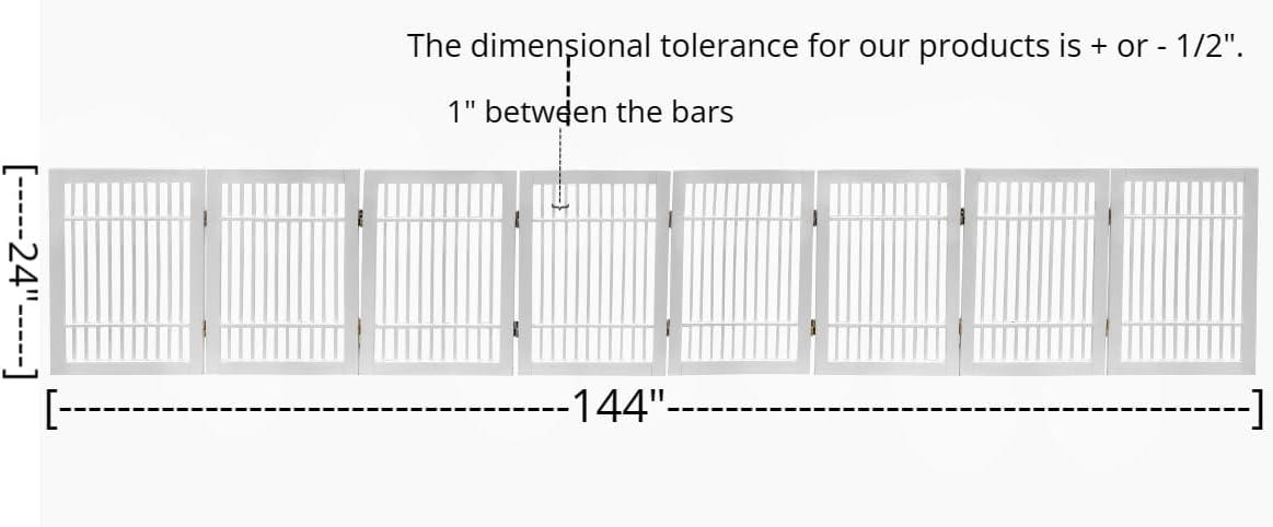Urnporium Freestanding Wooden Dog Gate for Doorways – Foldable Acacia Wood Pet Gate, No Drill Portable Indoor/Outdoor Puppy Fence Barrier (White Pet Gate, 3 Panel 24" Tall)
