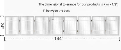 Urnporium Freestanding Wooden Dog Gate for Doorways – Foldable Acacia Wood Pet Gate, No Drill Portable Indoor/Outdoor Puppy Fence Barrier (White Pet Gate, 3 Panel 24" Tall)