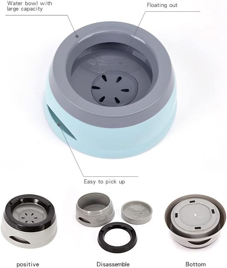 Love Dream No Spill Dog Water Bowl, No Drip Dog Slow Water Feeder No Slip Vehicle Carried Pet Water Dispenser 25 oz with Floating Disk Slow Drinking Bowl for Dogs Cats (Gray)