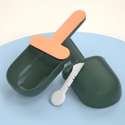 Pet Food Spoon, Cute Ice Cream Shape Dog Food Scoop with Sealing Clip Pet Food Can Spoon Food Grade ABS for Dogs Cats (Green Coffee)