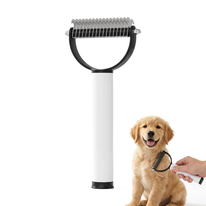 Double-Sided Pet Grooming Brush, 2026 Upgrade Shedding & Dematting Undercoat Rake for Dogs and Cats, Gentle Matt Remover Detangler Pet Grooming Tool Comb for Short Long Thick Haired (Black)