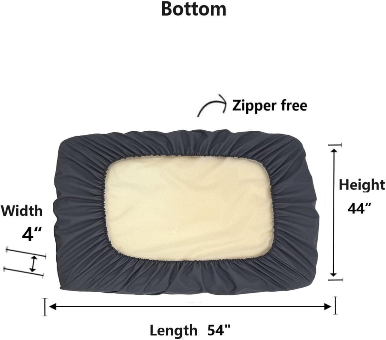 Grey Waterproof Dog Bed Slip Cover Dog Bed Liner Elastic 42 x 30 Inch