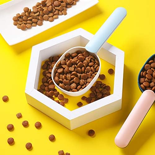 Pet Food Scoop with Bag Clip, Dog Cat Food Measuring Spoon, Anti-Spill Deep Design, Durable ABS Material, Multi-Color Option, Easy to Clean (A2)