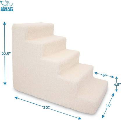 Best Pet Supplies Dog Stairs & Steps - Foam Steps for Small Dogs & Cats, Non-Slip Indoor Balanced Pet Step Support, Dog Ramp, No Assembly, Ash Gray Linen, 2-Step (12-inch Height)
