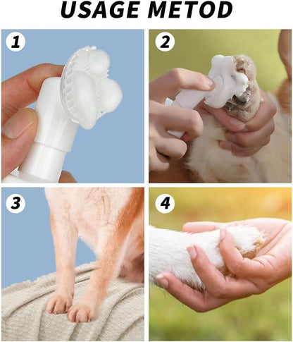 Dog Cat Paw Cleaner Foam | No-Rinse Formula for Cleaning Dirty Paws | Gentle, Fragrance-Free, Foaming Cleanser with Soft Silicone Brush | 100ml (3.4oz)