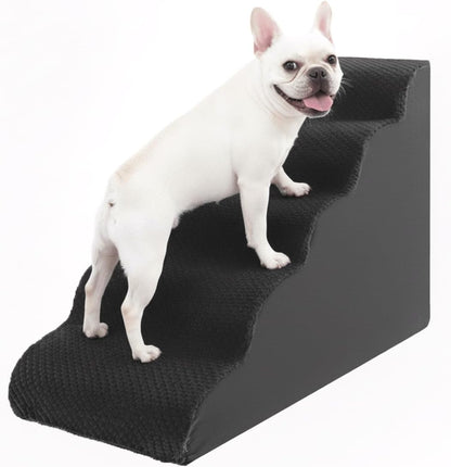 Oiilores Dog Stairs for Small Dogs 15" H, 3-Step Dog Steps Ramp for Couch Sofa and Chair with Anti-Slip Washable Cover and Durable High Density Foam, Pet Stairs for Cats, Grey