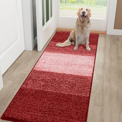 Smiry Dog Door Mat for Muddy Paws, Absorbs Moisture and Dirt, Low-Profile Entryway Mat with Non-Slip Backing, Entry Indoor Outdoor Doormat for Inside Floor (30x20 Inches, Grey, Striped)