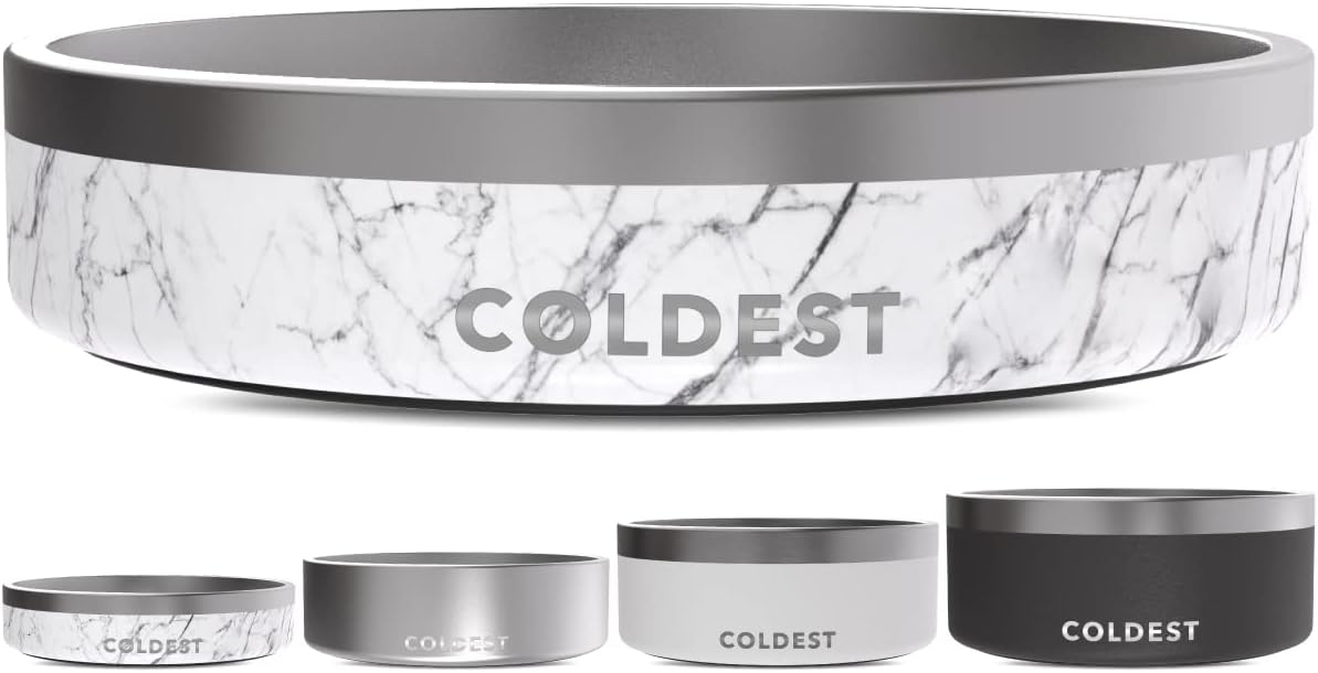 Coldest Dog Bowl - Anti Rust Metal, Non Slip, 3 Layers Insulated Stainless Steel Dog Bowls - Spill Proof & Heavy Duty - Water Bowl for Dogs, Cats & Pets, Dish Washer Safe (21 oz, Stealth Black)