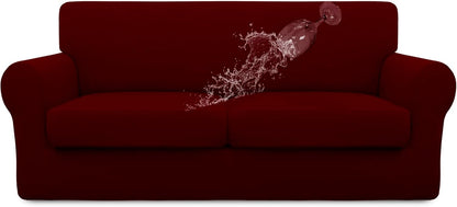 Easy-Going 100% Dual Waterproof 4 Pieces Stretch Soft Couch Cover for Dogs, Sofa Slipcover for 3 Separate Cushion Couch Leakproof Furniture Protector for Kids, Pets Dark Gray