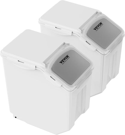 VEVOR Rice Storage Container, 4.5Gallon/20L Capacity Large Dog Food Dispenser Bin, Kitchen Ingredient Grain Cereal Flour Bin, Pet food Containers with Wheels, Measuring Cup, Airtight Lid, 1 Pack