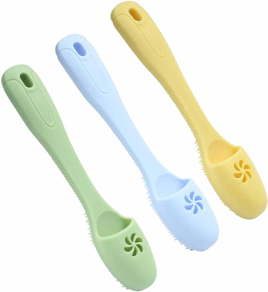 3 Pack Dog Finger Toothbrush, Food Grade Silicone Finger Toothbrush Soft Bristles for Gentle Cleaning(Green, Yellow, Blue)