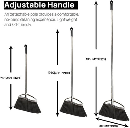 Indoor Soft Bristles Sweeping Broom,Long Handle Kitchen Angle Broom for Floor Cleaning Home Office Hardwood